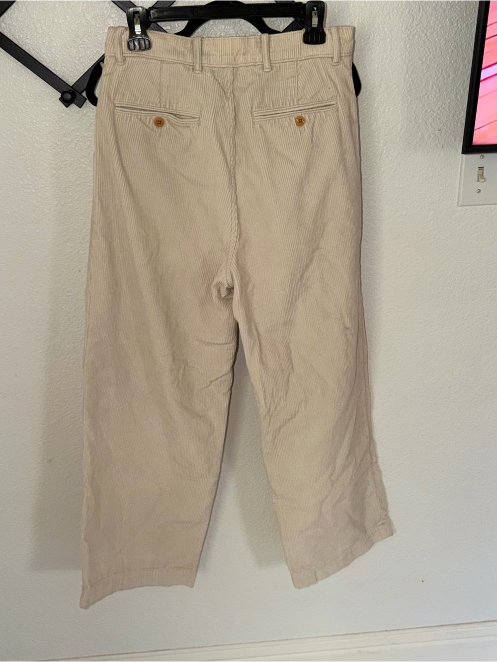 American Eagle AE77 Premium Cream Pleated Corduroy Pants Size 6 - Picture 4 of 4